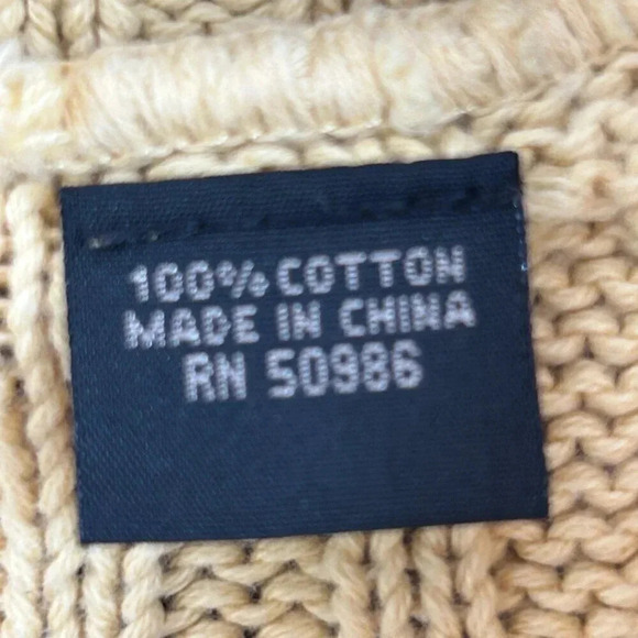 Jeanne Pierre Yellow Cable Knit 100% Cotton Shawl Collar Sweater Size 1X - Picture 5 of 5